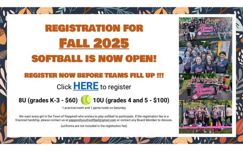 Fall 2025 Softball Registration is Now Open!